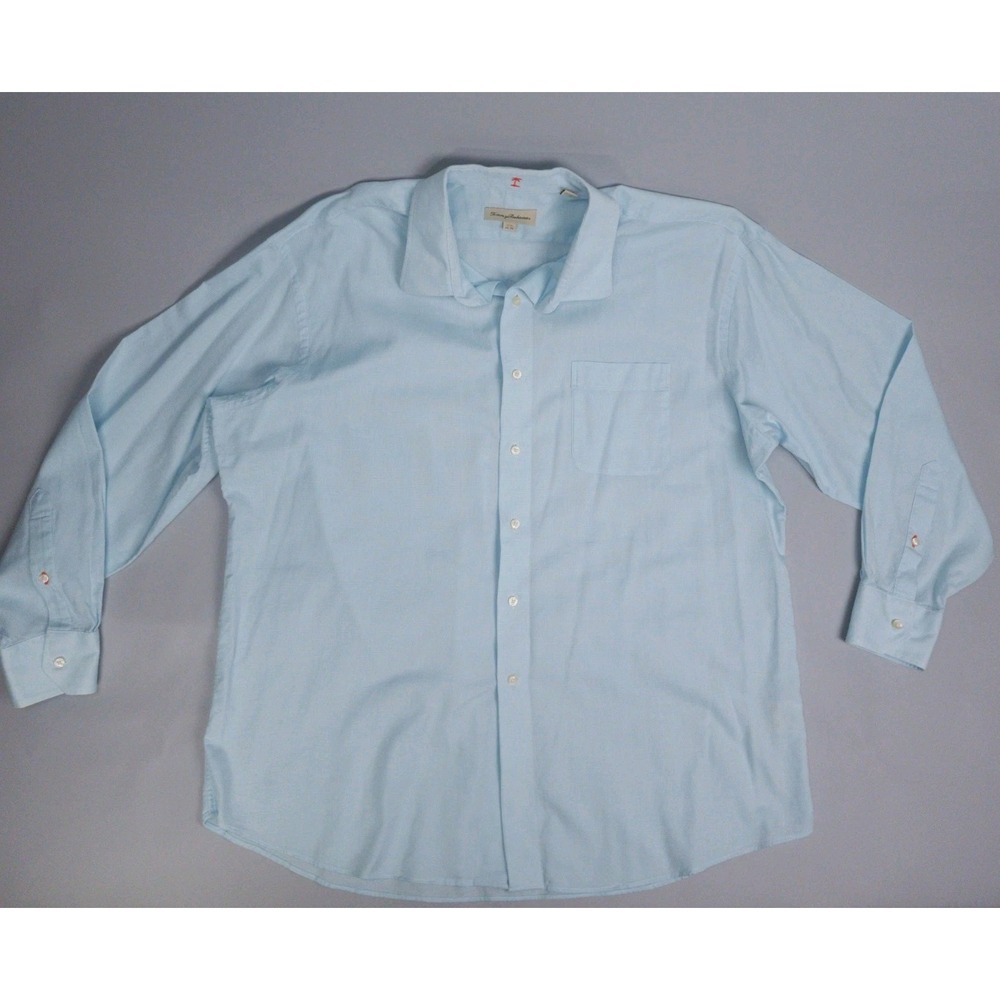 Tommy Bahama Dress Shirt Mens 17 1/2 34- 35 Blue Check Business Casual Office